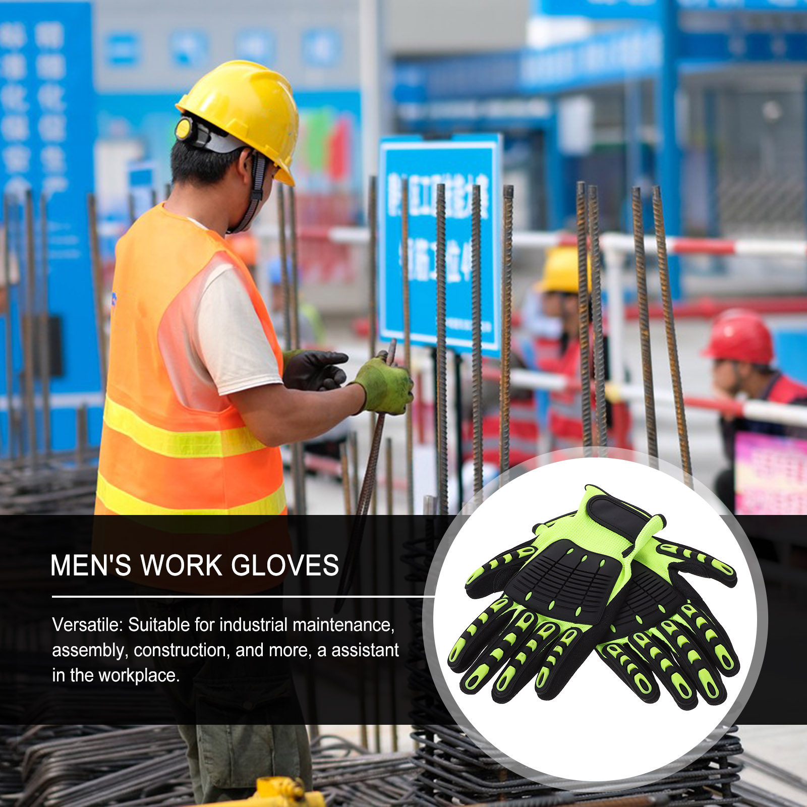Work Glove Impact - 1켤레의 보호용 작업용 장갑, 절단 방지