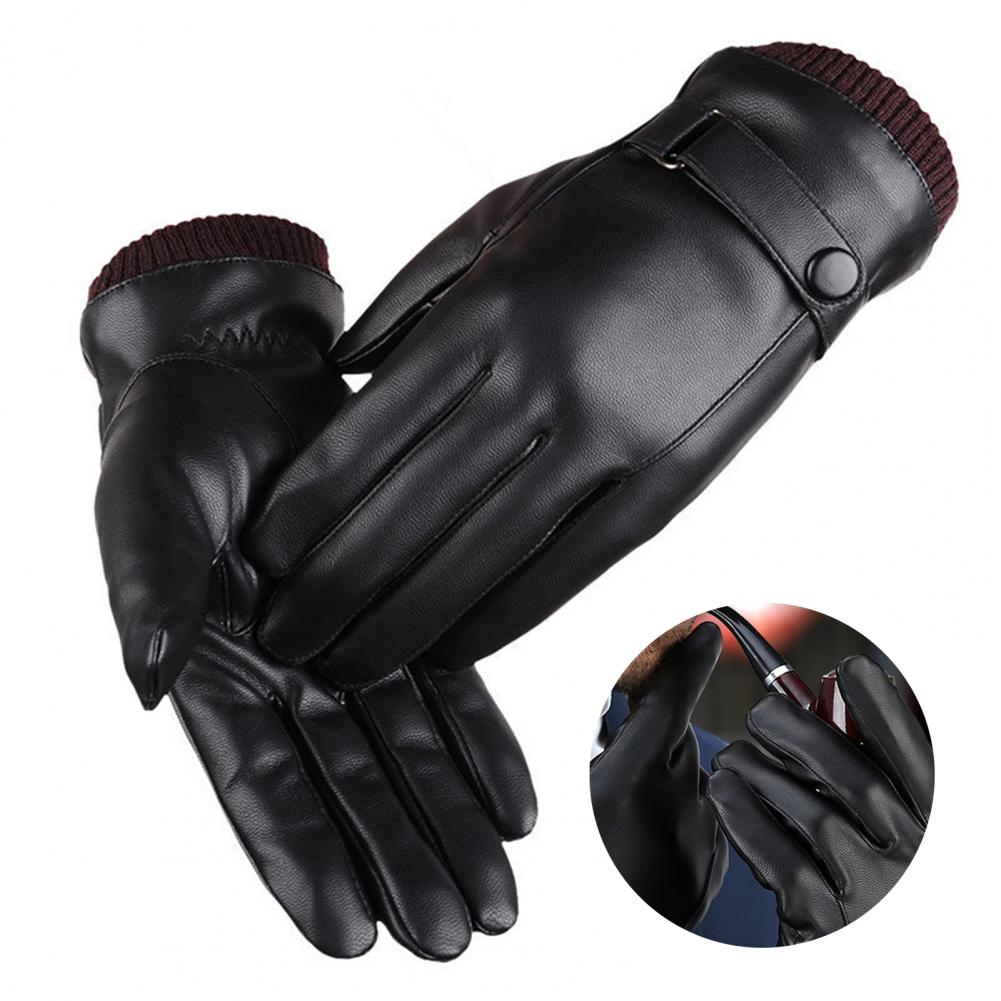 Winter Glove Insulated - 인조 가죽 풀 핑거 터치 스크린