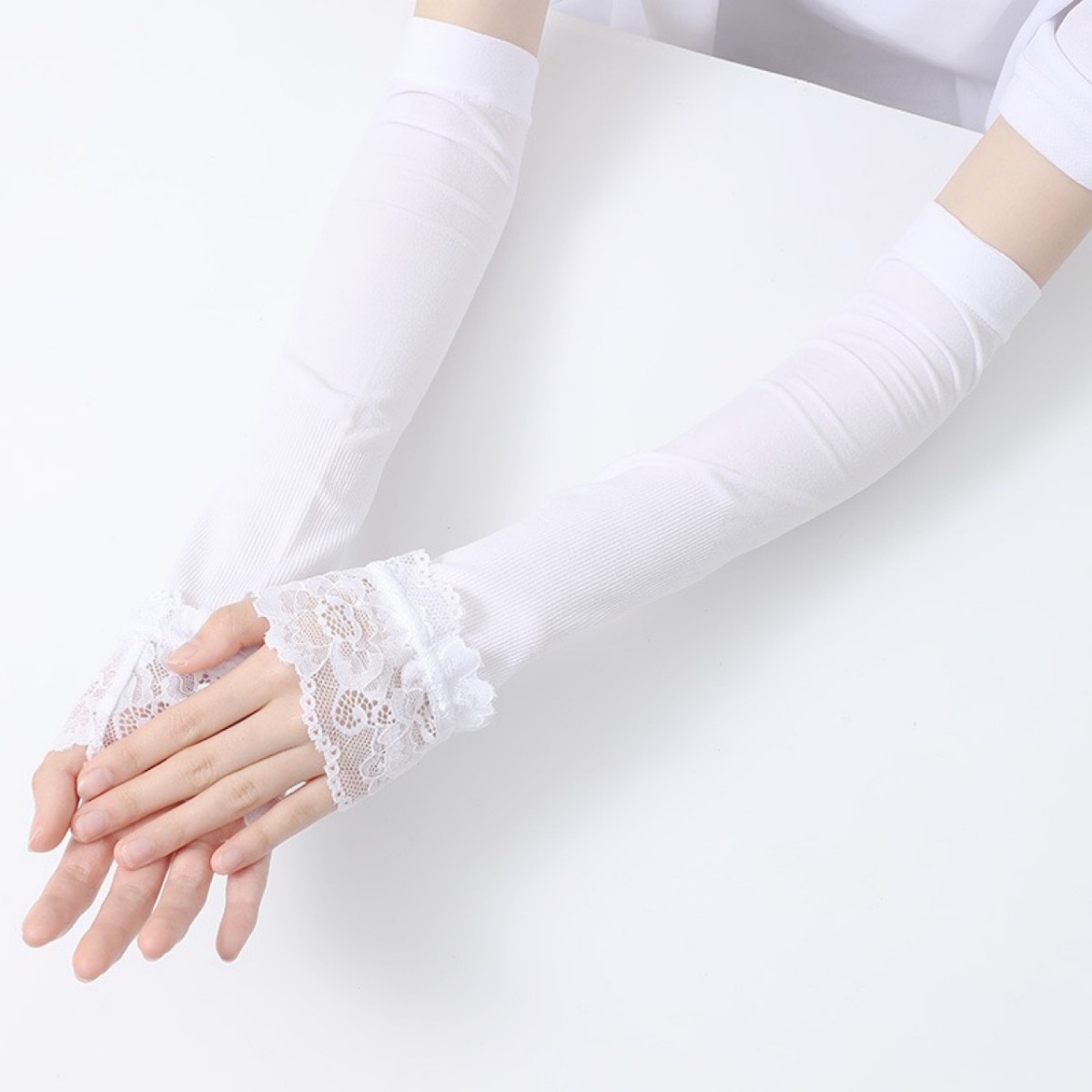 Fingerless Glove Knit - 여성용 긴 탄성 팔 슬리브 손가락