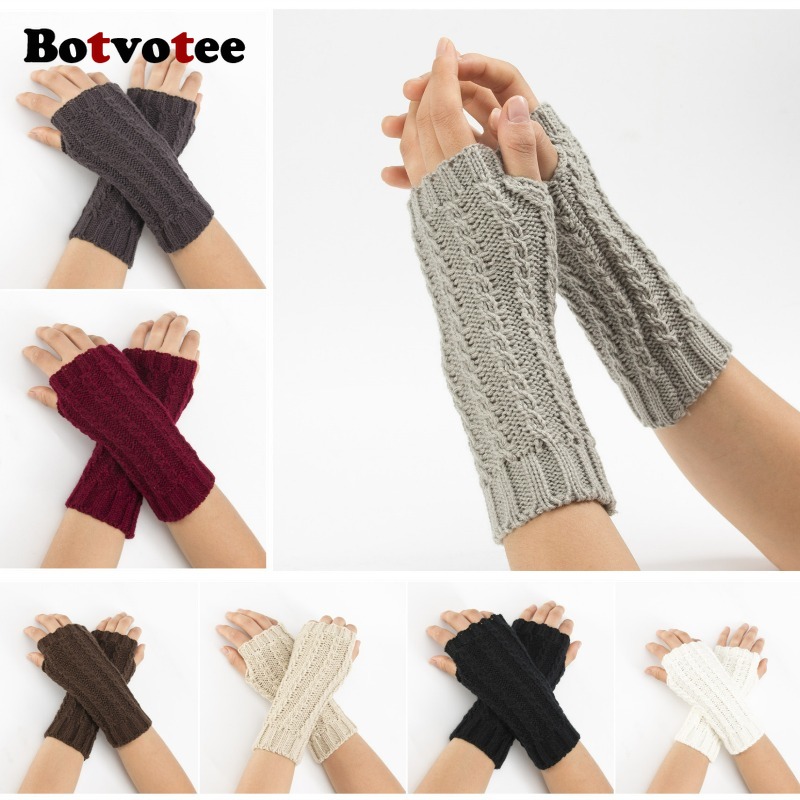 Fingerless Glove Knit - 보트보티 Y2K 하프 핑거 겨울 장갑