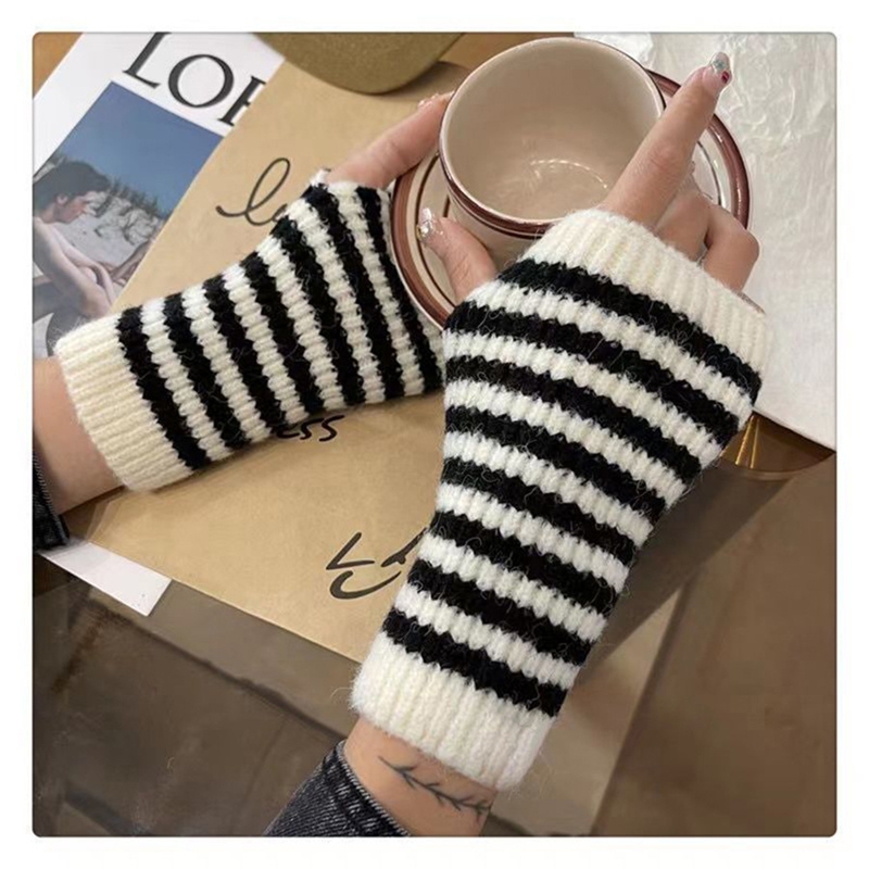 짧은 스트라이프 패턴의 손가락이 없는 장갑, 여성용 가 - Fingerless Glove Knit 리뷰 및 가격